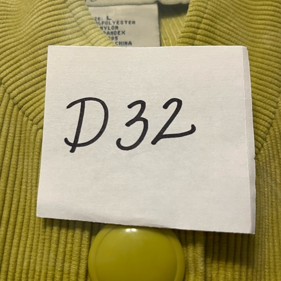 Requirements Jacket Corduroy Large Lime Green Bottom Button Loose - Picture 2 of 13